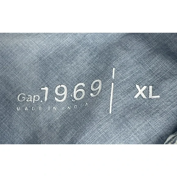 Gap 1969 Denim Pearl Snap Shirt Womens XL Light Blue Stripe Western Country - Picture 11 of 14